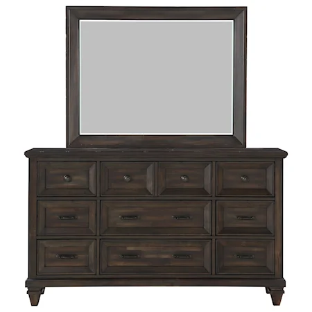 Traditional 9-Drawer Dresser and Mirror Set